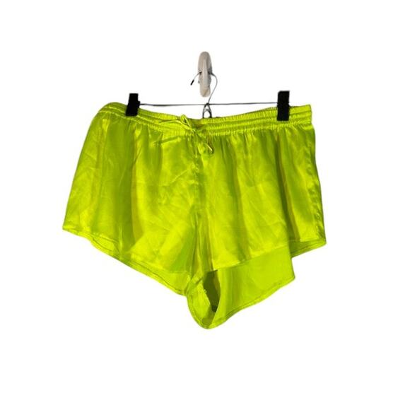 ASOS Vibrant Neon Yellow Drawstring Waist Casual Lounge Shorts Women Sz 10 - Picture 1 of 7